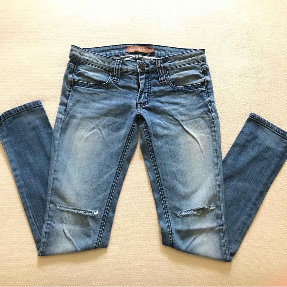 Frankie B. Distressed Blue Skinny Jeans sz 25